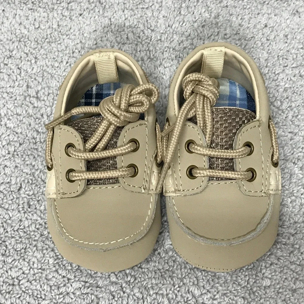 Baby Deer by‎ Trimfoot Co 4114 Tan Boat Deck Shoe Infant Size 1 Leather Upper